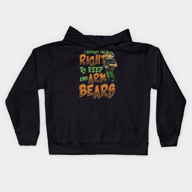 I Support The Right To Arm Bears 2nd Amendment Pun Kids Hoodie by theperfectpresents